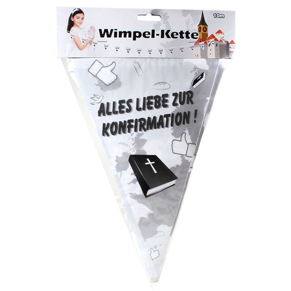 1 Wimpelkette ALLES LIEBE ZUR KONFIRMATION DEKO GIRLANDE 10m Kunststoff