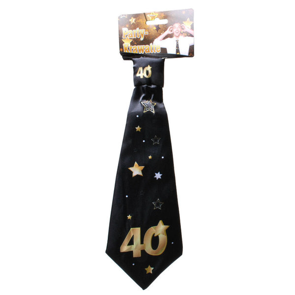 1 Party - Krawatte "40", schwarz/gold 40. GEBURTSTAG DEKO GESCHENK 32 x11 cm