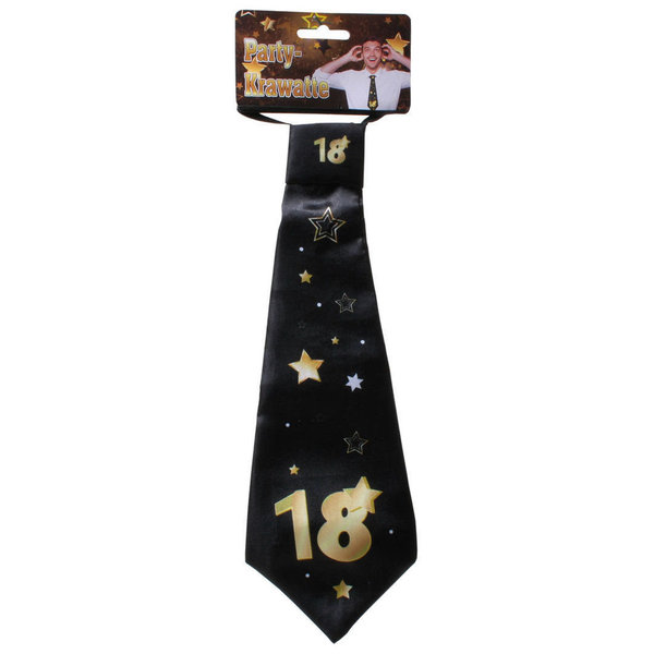 1 Party - Krawatte "18", schwarz/gold 18. GEBURTSTAG DEKO