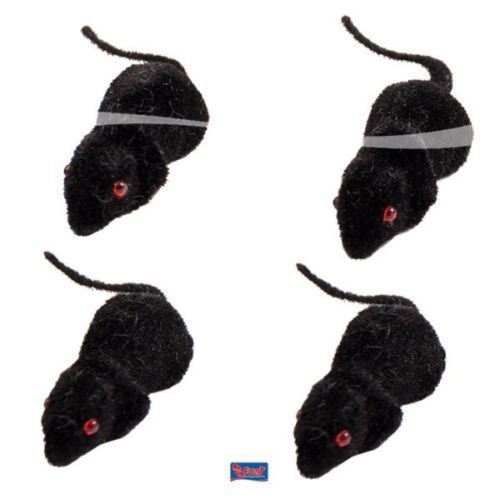 4er Set kleine Mäuse schwarz 5cm ,Maus Kunststoff HALLOWEEN ZUBEHÖR DEKO