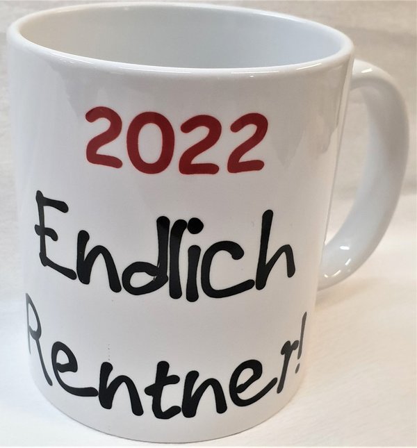 1 TASSE KAFFEEPOTT ENDLICH RENTNER 2022 ! RUHESTAND KAFFEEBECHER BECHER DEKO