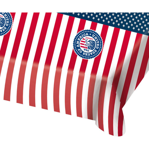 1 USA Party Tischdecke - 180x130 cm UNITED STATES OF AMERICA Tischdeko