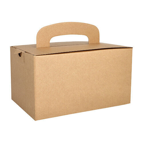 20 Lunch - Boxen aus Pappe "pure" mit Tragegriff, braun
