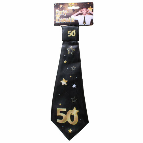 1 Party - Krawatte " 50 ", schwarz/gold 50. GEBURTSTAG DEKO GESCHENK 32 x11 cm