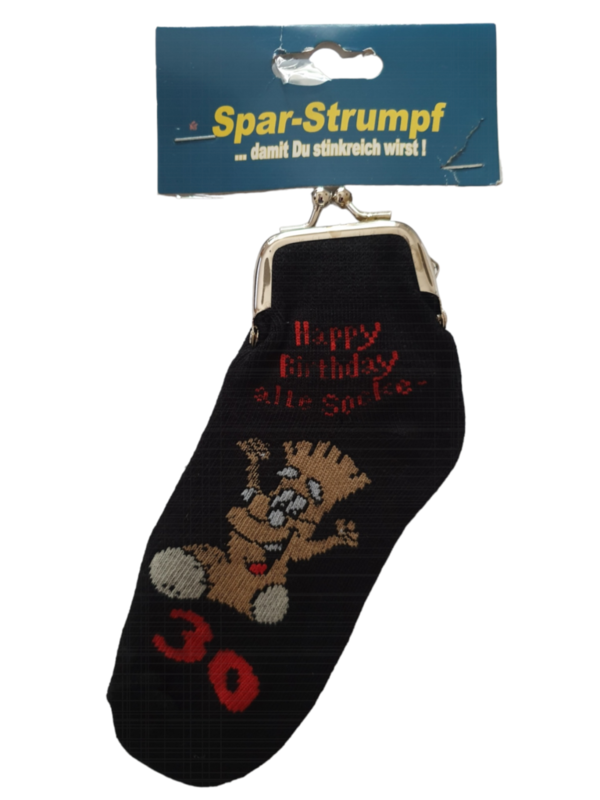 1 SPAR-STRUMPF HAPPY BIRTHDAY ALTE SOCKE 30.Geburtstag Deko - Socke - Strumpf
